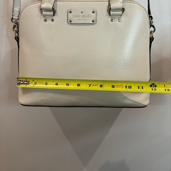 KATE SPADE NEW YORK Leather Cream Ecru Pink Lining Purse Crossbody Satchel - Picture 5 of 14